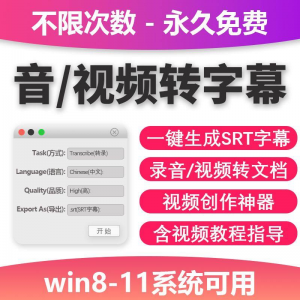 视频转字幕软件srt字幕提取制作多种语言选择不限时长win电脑使用-淘淘虚拟仓