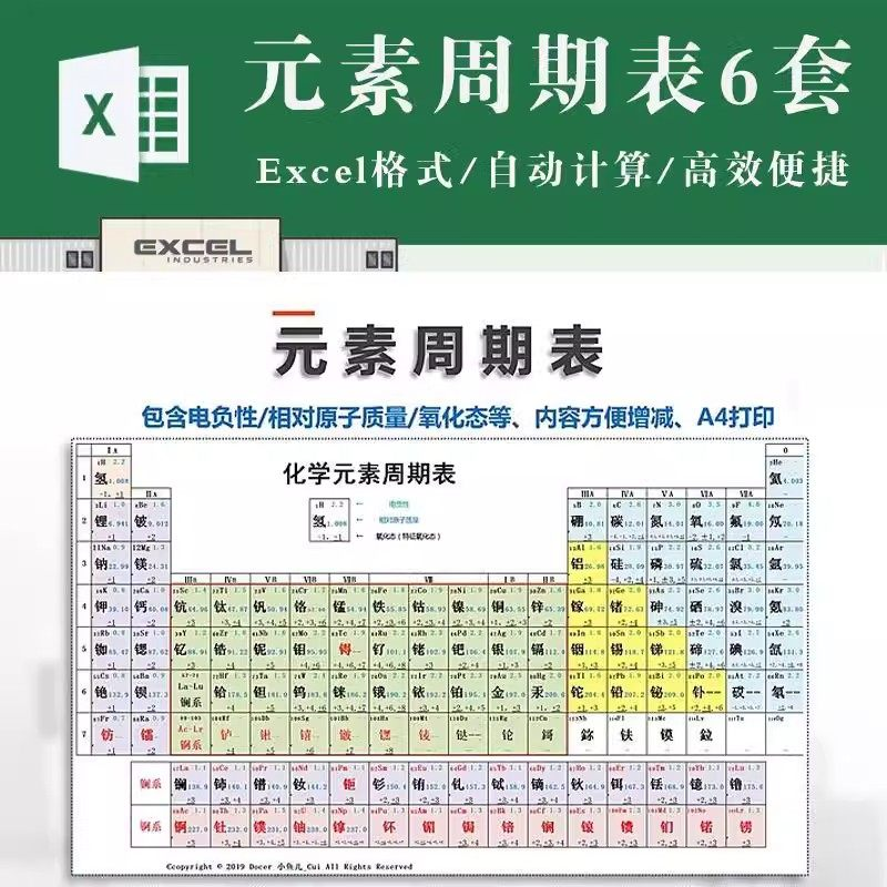 化学元素周期表pdf电子版可打印编辑修改新版高清图片jpg学生素材-淘淘虚拟仓