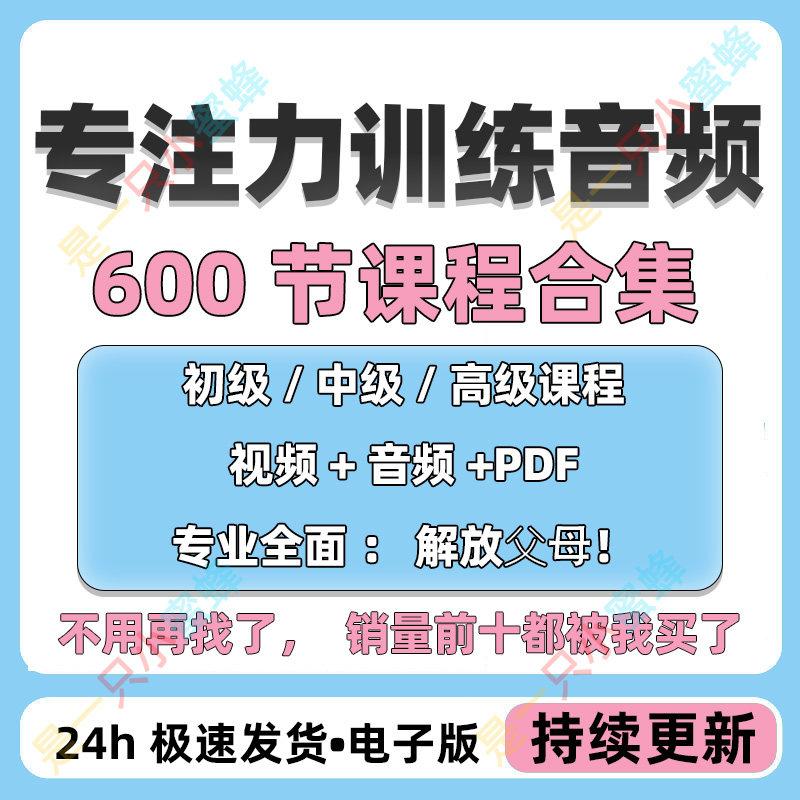 儿童专注力教程听觉注意力训练分阶全套音频视频课程早教电子版-淘淘虚拟仓