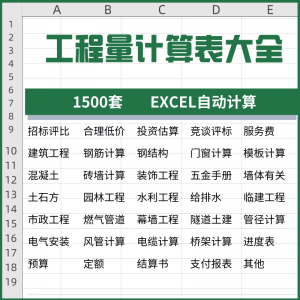工程量计算表格软件大全钢结构土建安装路桥市政装修建筑预算造价-淘淘虚拟仓