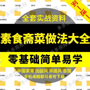 素食菜谱做法技术视频教程斋菜文化大全家庭营养健康美食制作教学-淘淘虚拟仓
