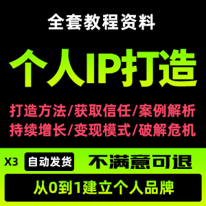 个人IP打造教程如何快速打造个人IP社交品牌定位训练营资料大全新-淘淘虚拟仓