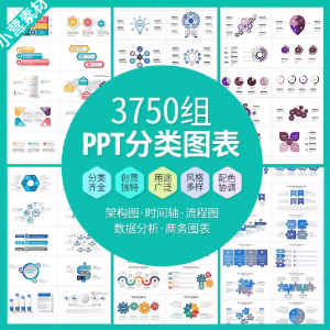 PPT分类图表数据分析商务会议架构流程图标商业统计矢量模板素材-淘淘虚拟仓