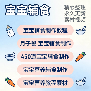 宝宝婴儿辅食制作全套教程配方视频自学方法食谱营养方法教程素材-淘淘虚拟仓