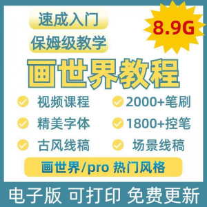 画世界教程视频pro板画零基础入门笔刷素材线稿手绘插画控笔训练-淘淘虚拟仓