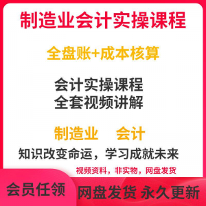 工厂制造业企业会计实操课程视频全盘账成本核算纳税申报成本教程-淘淘虚拟仓