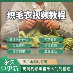 织毛衣教程视频零基础教学传统手工棒针钩针毛线编织婴儿针织围巾-淘淘虚拟仓