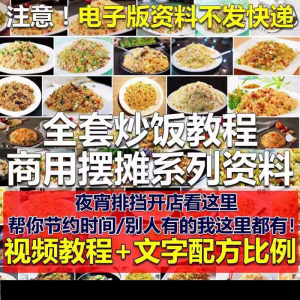 花式炒饭视频教程 泡菜蛋炒饭海鲜盖饭制作 特色小吃配方技术课程-淘淘虚拟仓