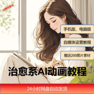 治愈系AI插画动画视频制作教程课程素材自媒体运营小白学习必备-淘淘虚拟仓