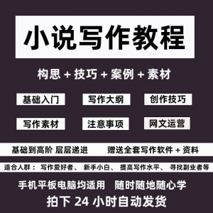 零基础小说写作教程网文新手创作技巧自学入门视频课素材大纲软件-淘淘虚拟仓