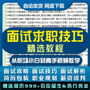 求职面试技巧视频课程简历包装职业规划应酬谈判辅导干货培训指导-淘淘虚拟仓