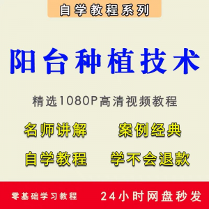 自学阳台种植蔬菜水果盆栽绿植盆景视频教程阳台科学种植技术课程-淘淘虚拟仓