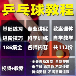 乒乓球教程少儿成人直拍横拍训练方法技巧自学教学教案视频课程-淘淘虚拟仓